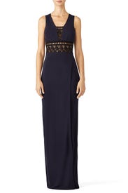 Navy Illusion Lace Gown by Cut 25