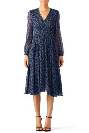 Blue Graphic Printed Midi Dress by DEREK LAM