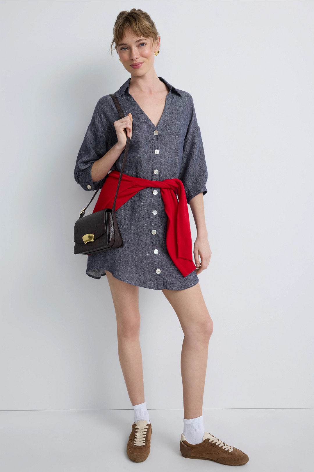 Phoebe Lantern Sleeve Shirt Dress Fifteen Twenty, Blue, Female, Size S Phoebe Lantern Sleeve Shirt Dress Fifteen Twenty, Blue, Female, Size S