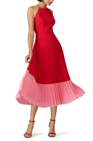 Pleated Colorblock Midi Dress by Aidan AIDAN MATTOX