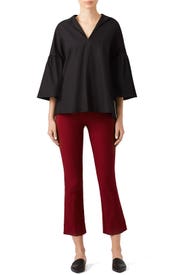 Black Flutter Poplin Top by Fuzzi