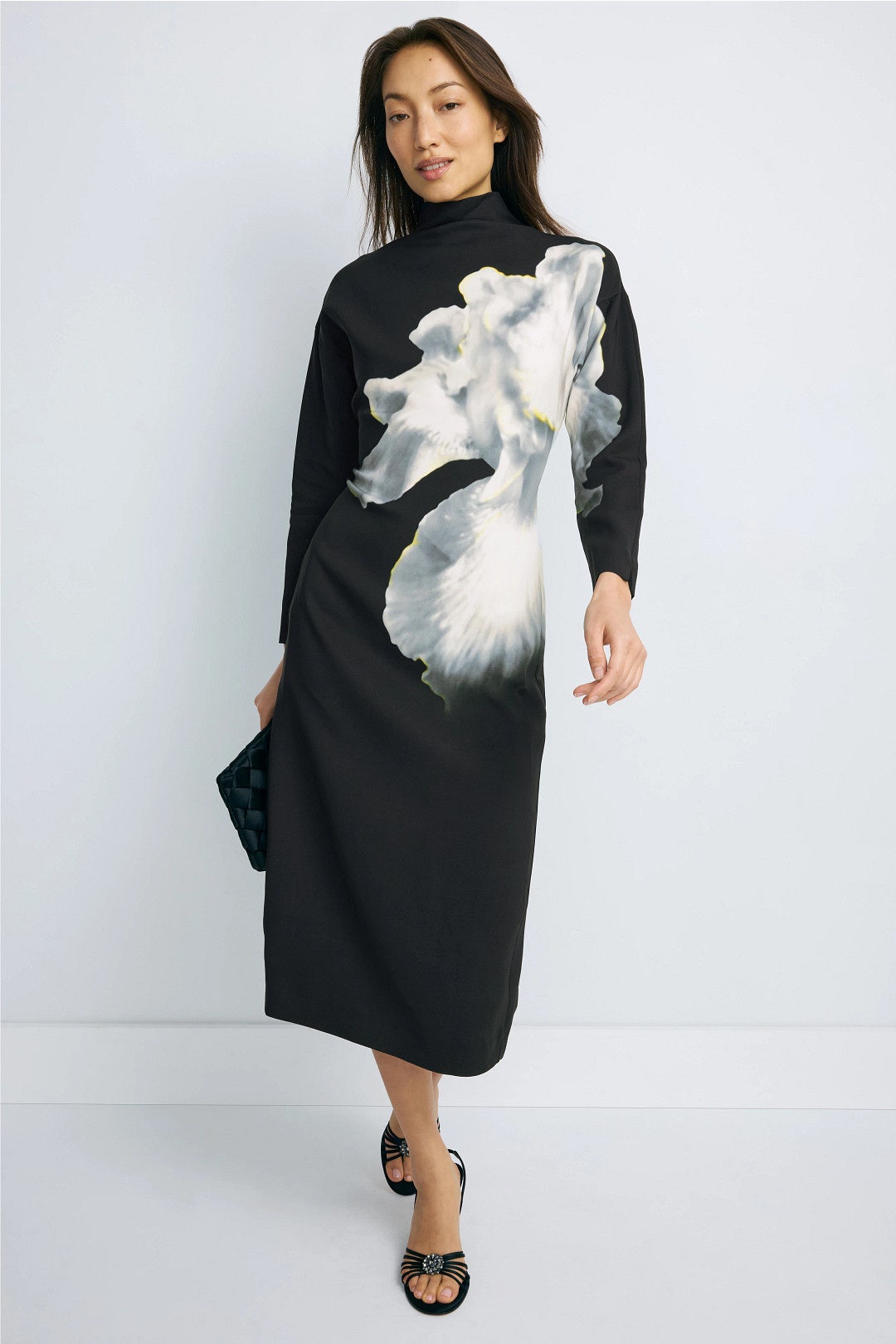 Mock Neck Floral Print Dress by Alberta Ferretti 0