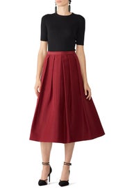Red Silk Faille Full Skirt by Tibi