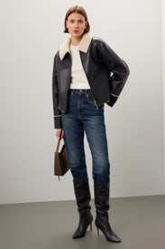 Shearling Collared Bonnie Jacket by Modern Citizen