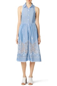 Blue Santeria Eyelet Shirtdress by Yoana Baraschi