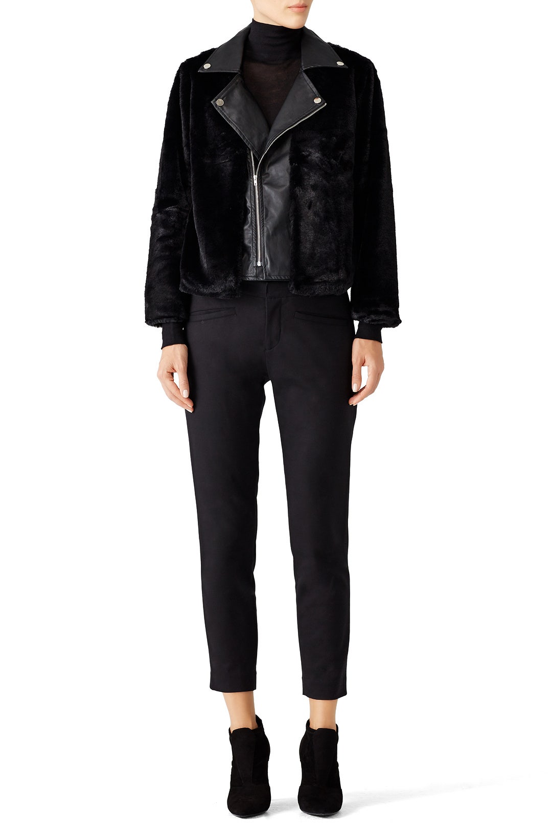 Black Faux Fur Leather Jacket by Endless Rose Rent the Runway