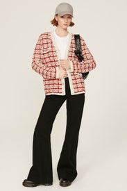 Red Tweed Cardigan by Maje