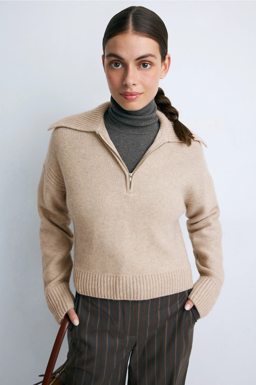 Premium Cashmino Quarter Zip Sweater by NAADAM | Rent the Runway