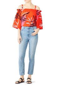 Red Leaf Print Top by N Natori