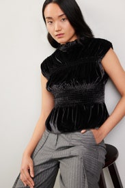 Smocked Velvet Top by Sandro