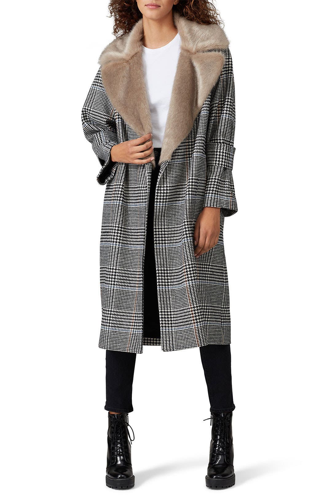 Plaid Faux Fur Collared Coat by Victor Alfaro x RTR | Rent the Runway