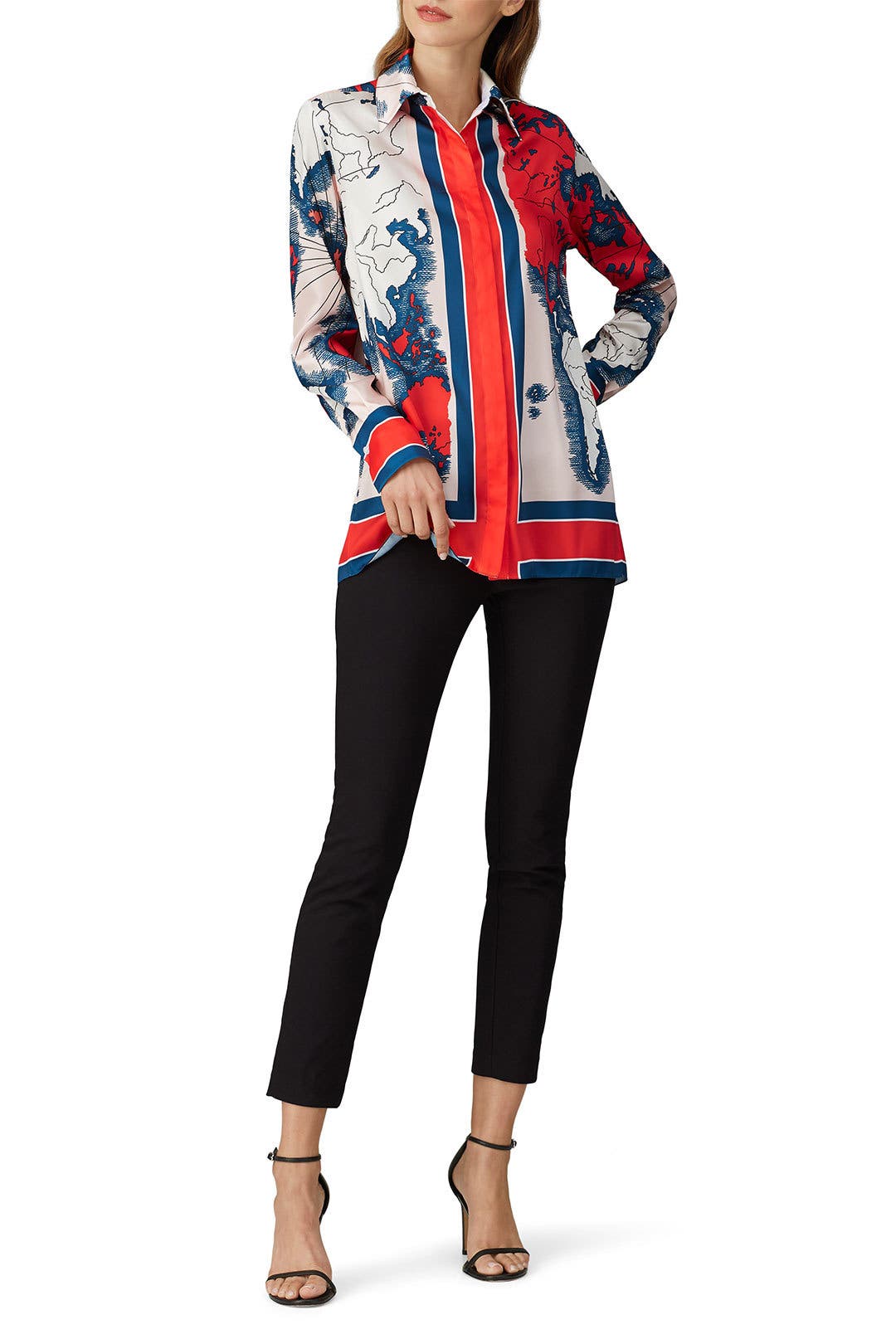 Map Print Button Down Shirt by Victoria Victoria Beckham