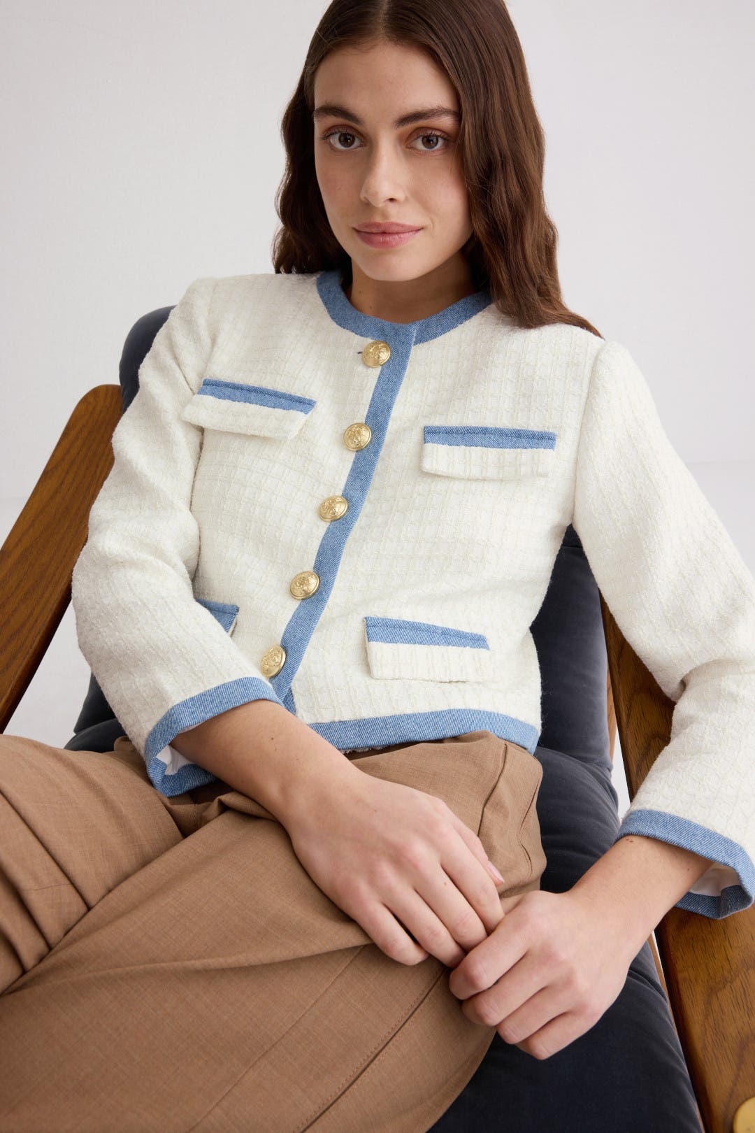 ジャケット・アウター sheller Leather combination tweed jacket TWEED COLLECTION – shéller / シェリエ
