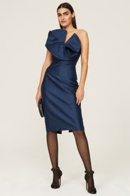 Navy Pinwheel Dress by Badgley Mischka