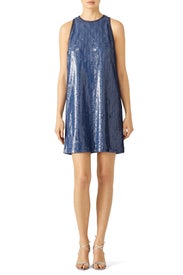Denim Sequin Shift by Carmen Marc Valvo