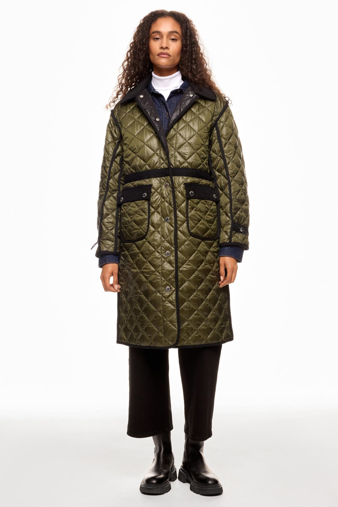 Contrast Quilted Puffer Jacket by Maje | Rent the Runway