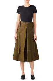 Olive Taffeta Midi Skirt by Marni