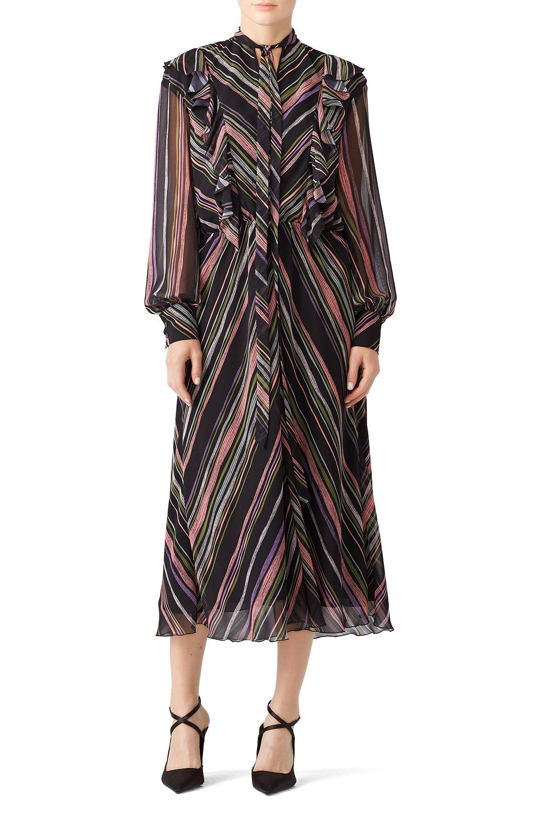 Black Stripe Ruffle Dress by Giamba 0