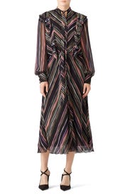 Black Stripe Ruffle Dress by Giamba