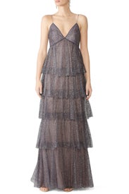 Glitter Tiered Gown by Marchesa Notte