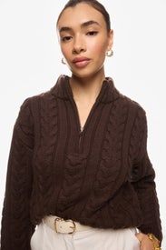 Cable Knit Quarter Zip Sweater by Marissa Webb x RTR