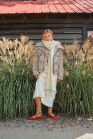 Camel and Brown Plaid Jacket by OOF