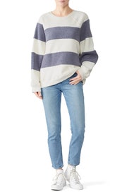 Sherpa Stripe Slouch Sweatshirt by The Great.