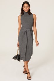 Knit Tie Front Turtleneck Dress by Toccin