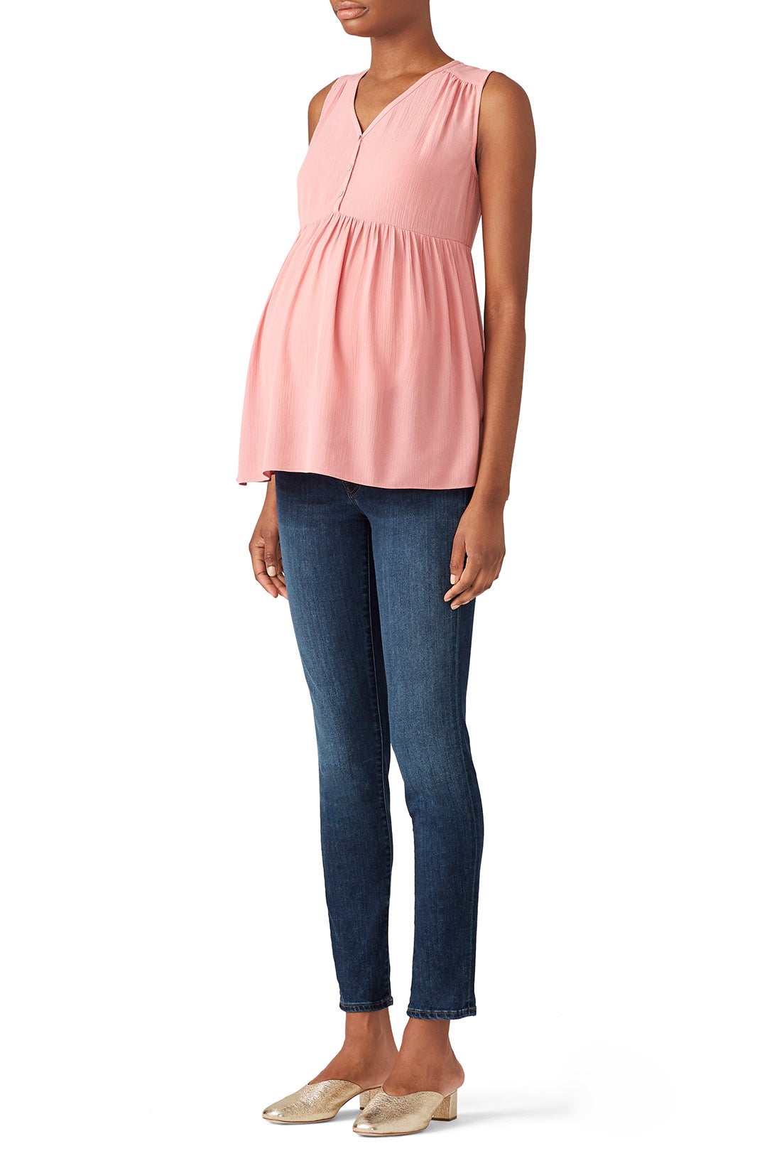 Pink Crinkle Maternity Top by Ingrid & Isabel 0