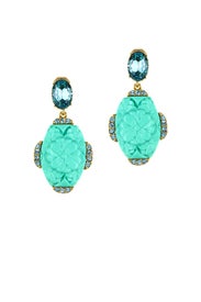Aqua Resin Crystal Earrings by Oscar de la Renta