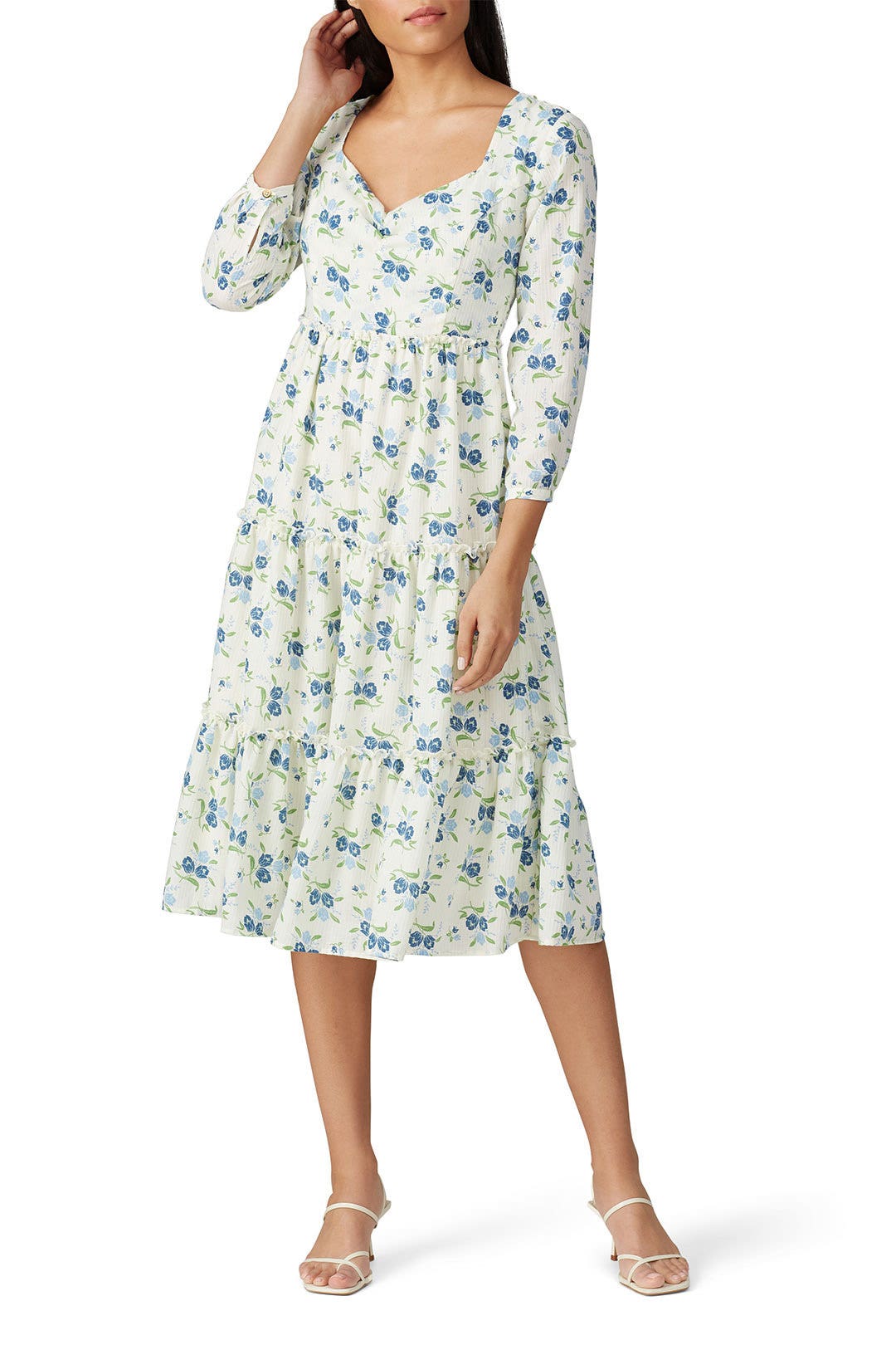 Ivory Floral Tiered Dress by Sweet Baby Jamie 0