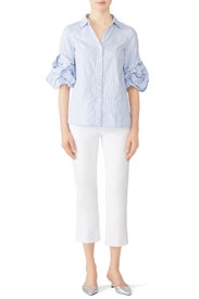 Ruffle Sleeve Button Down by Badgley Mischka
