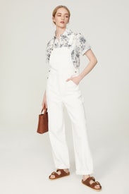 White Denim Oversized Carpenter Shortalls by Madewell
