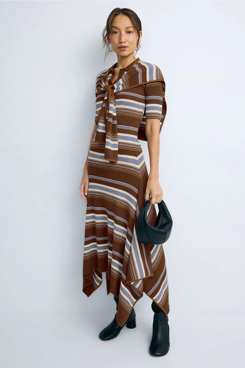 Striped Jacquard Cascade Midi Skirt by Monse - Photo 0