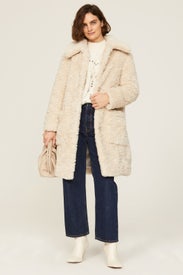 White Faux Fur Coat by Club Monaco