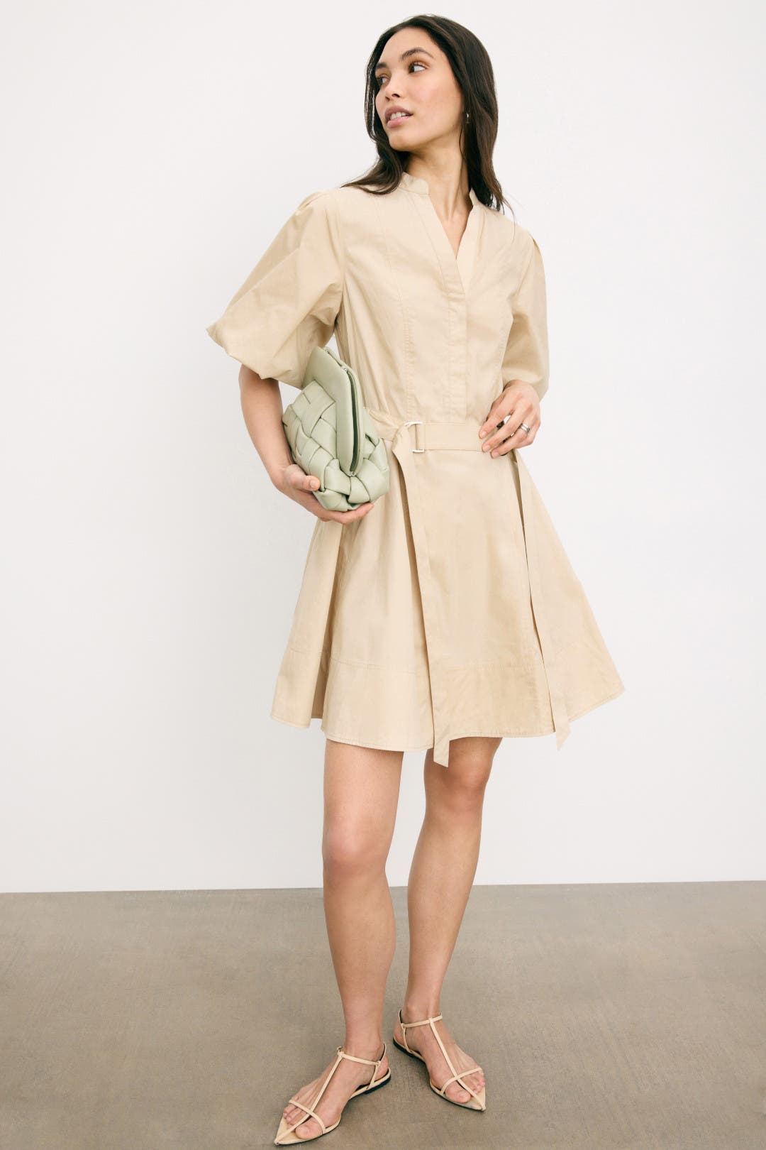 Bennet Balloon Sleeve Belted Dress by Derek Lam 10 Crosby | Rent