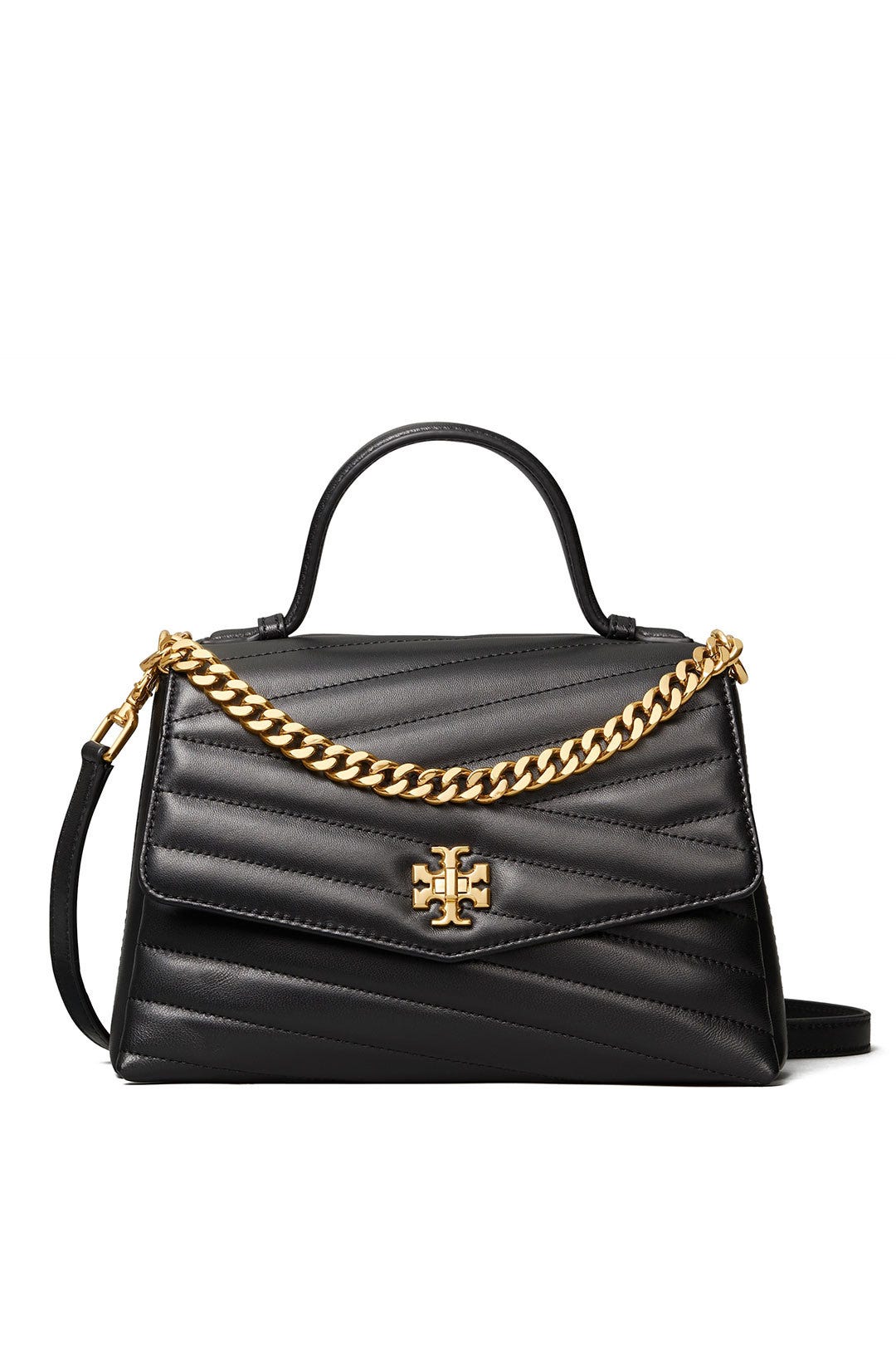 Black Kira Chevron Top Handle Satchel by Tory Burch Accessories