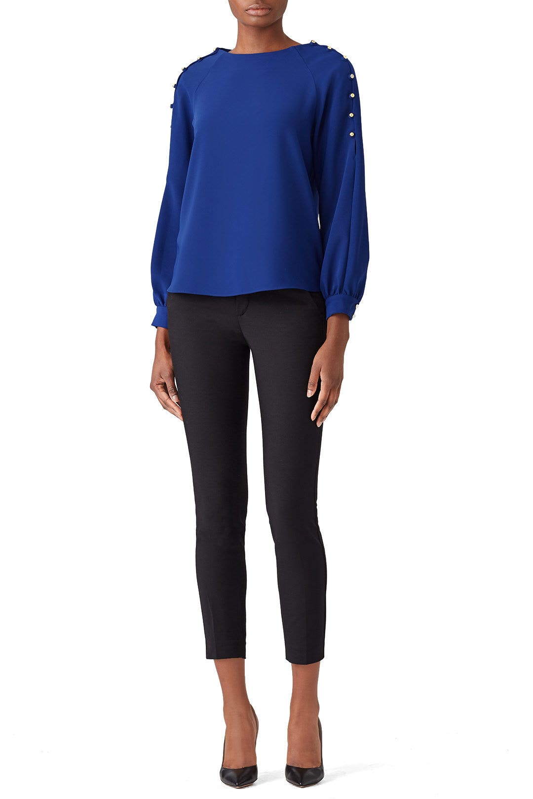 Blue Side Button Top by Amanda Uprichard 0