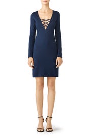 Blue Lace Up Sheath by Amanda Uprichard