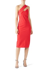 Watermelon One Shoulder Pencil Dress by Cushnie