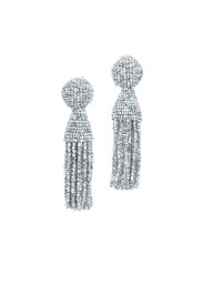 Silver Short Tassel Earrings by Oscar de la Renta