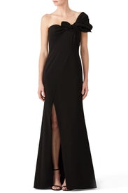Black Bow Crepe Gown by Aidan Mattox