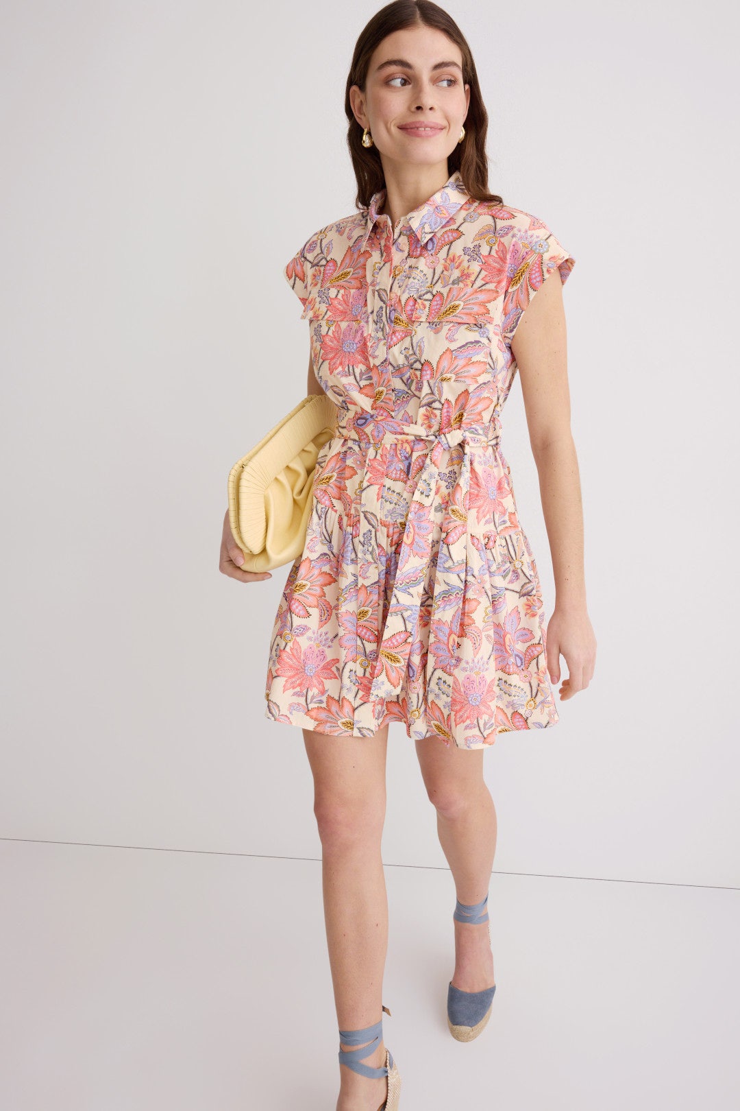 Printed Cap Sleeve Mini Dress by Derek Lam 10 Crosby x RTR 0