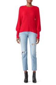 Red Bishop Sleeve Sweater by 525 America