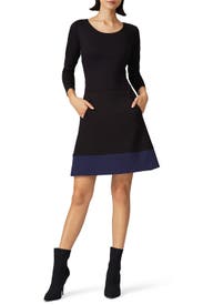 Black Colorblocked Dress by Nicole Miller