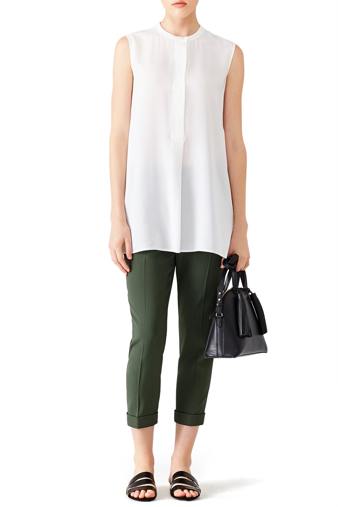 White Crewneck Tunic by VINCE. 0