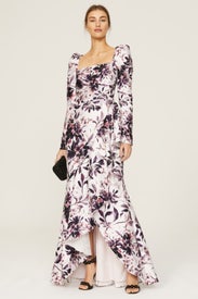 Floral Flounce Hem Gown by Badgley Mischka