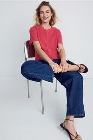 Crew Neck Top with Scallop Edge by CeCe