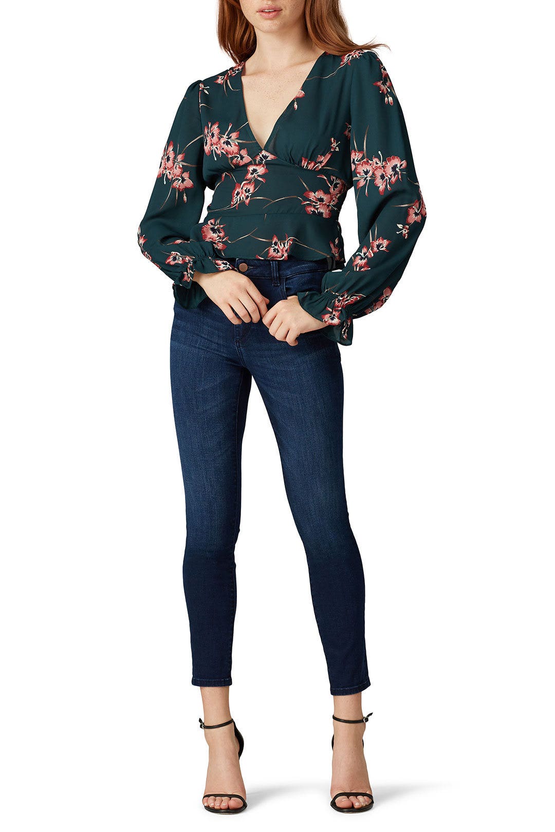 Floral V-Neck Smocked Top by Louna 0