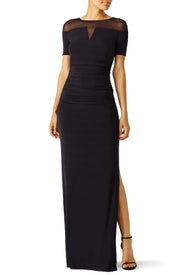 Black Illusion Slit Gown by Laundry by Shelli Segal